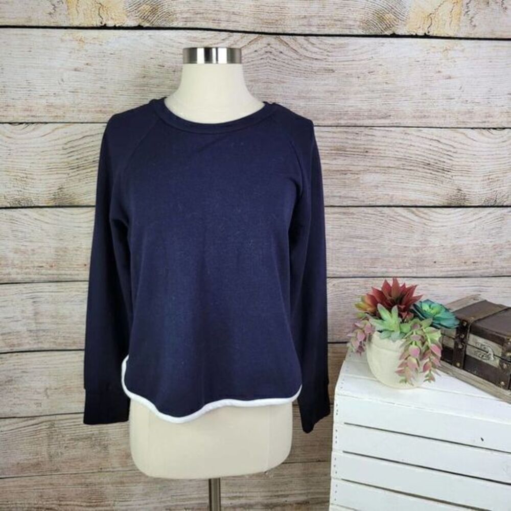 Sundry Navy Dolphin Hem Raglan Sweatshirt Navy 1 Small